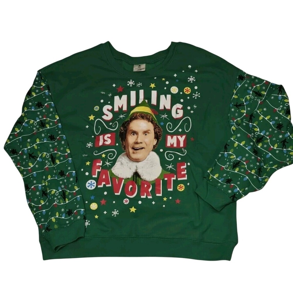 NEW Elf Christmas Lighted Sweatshirt 3XL Green Battery Operated Long‎ Sleeve